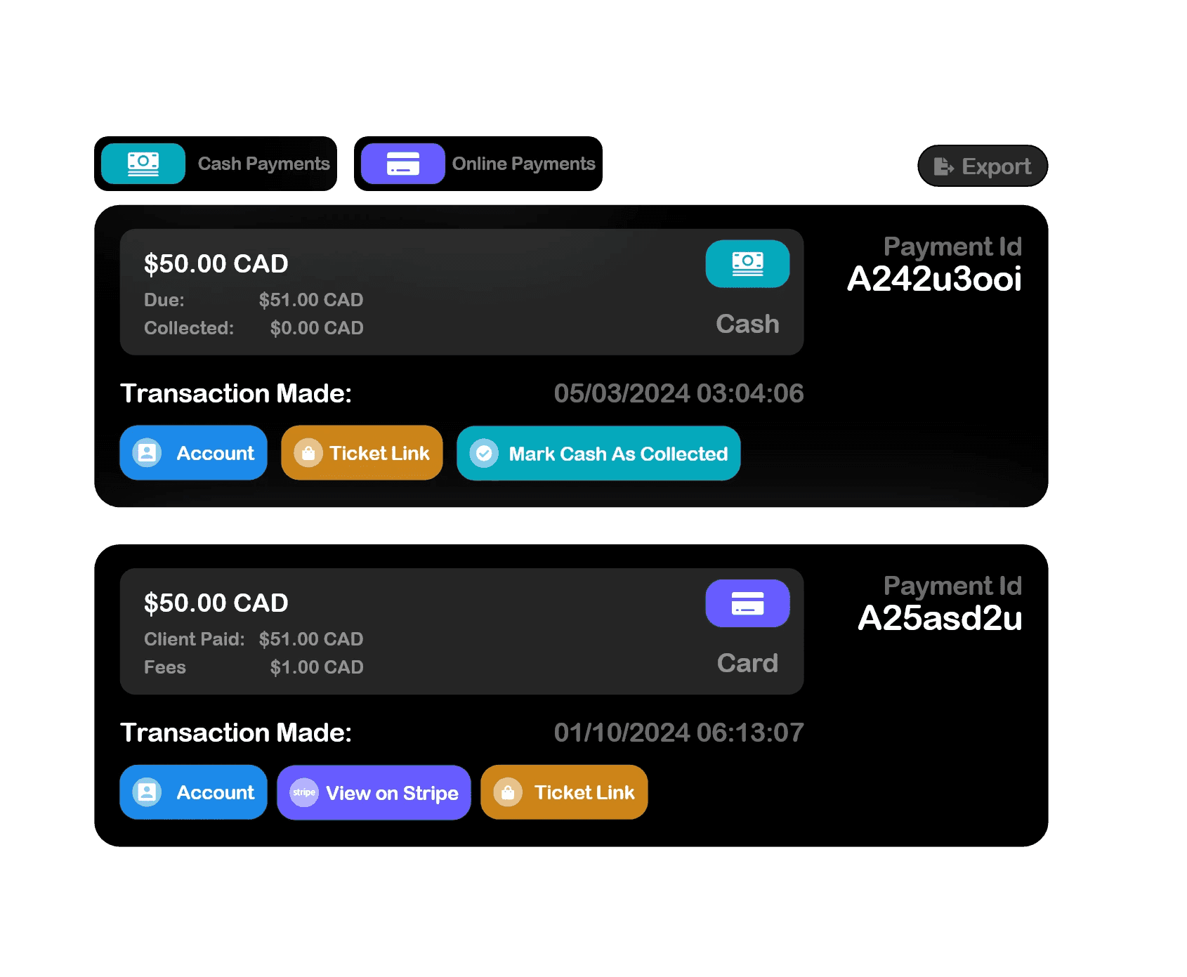 Payment integration interface